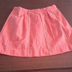 J. Crew Coral A-Line Skirt with Lace Detail
